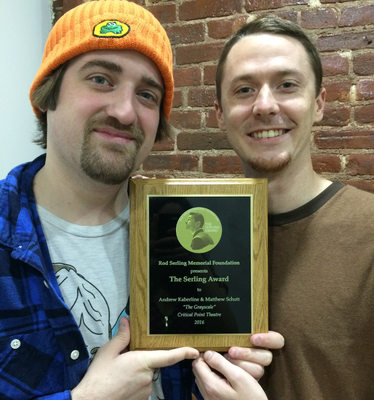 Andrew Kaberline and Matthew Schott show off their Serling Award
